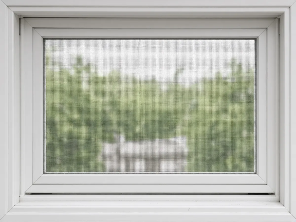 Beyaz PVC pencere açıklığına oturan sineklik teli